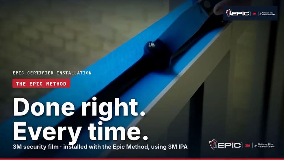 Video poster: How Epic installs security film — survey, Epic Precision cutting, kitting, installation (2:11)