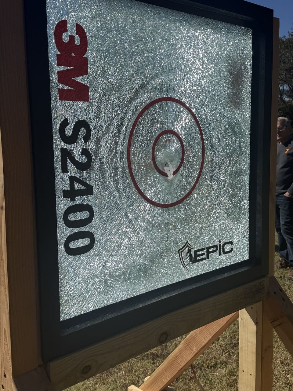 Close-up of a 3M S2400 panel with the Epic mark after a demonstration