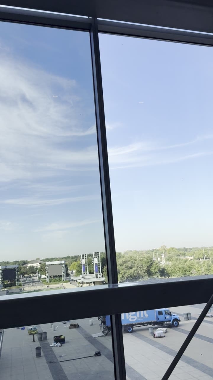 Video poster: Large venue glass film: installed at height