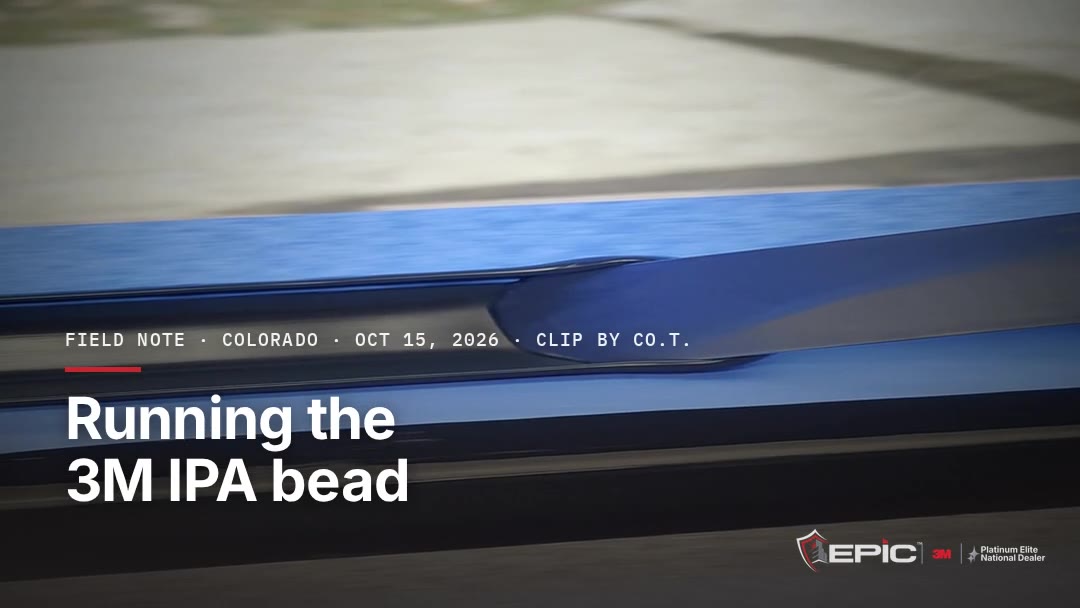 The 3M Impact Protection Attachment bead being run along the taped edge of a filmed classroom window